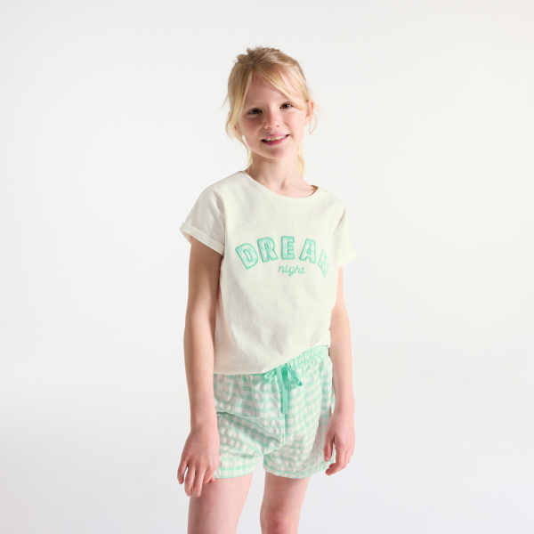 بيجاما-بشورت باللون الأخضر الباستيل قطعتين للفتيات